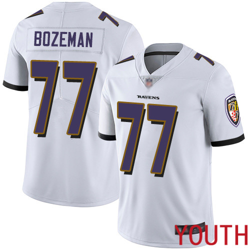 Baltimore Ravens Limited White Youth Bradley Bozeman Road Jersey NFL Football 77 Vapor Untouchable